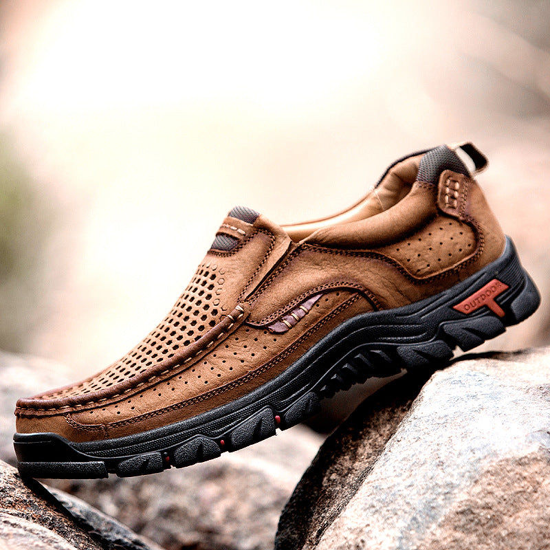 Men's Four Summer Genuine Plus Size Handmade Leather Shoes