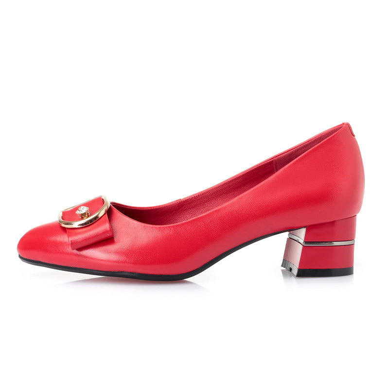 Women's Spring Versatile Single-layer High Black Low-cut Women's Shoes