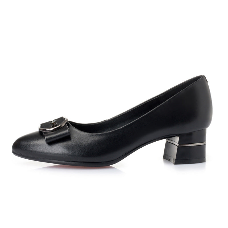 Women's Spring Versatile Single-layer High Black Low-cut Women's Shoes