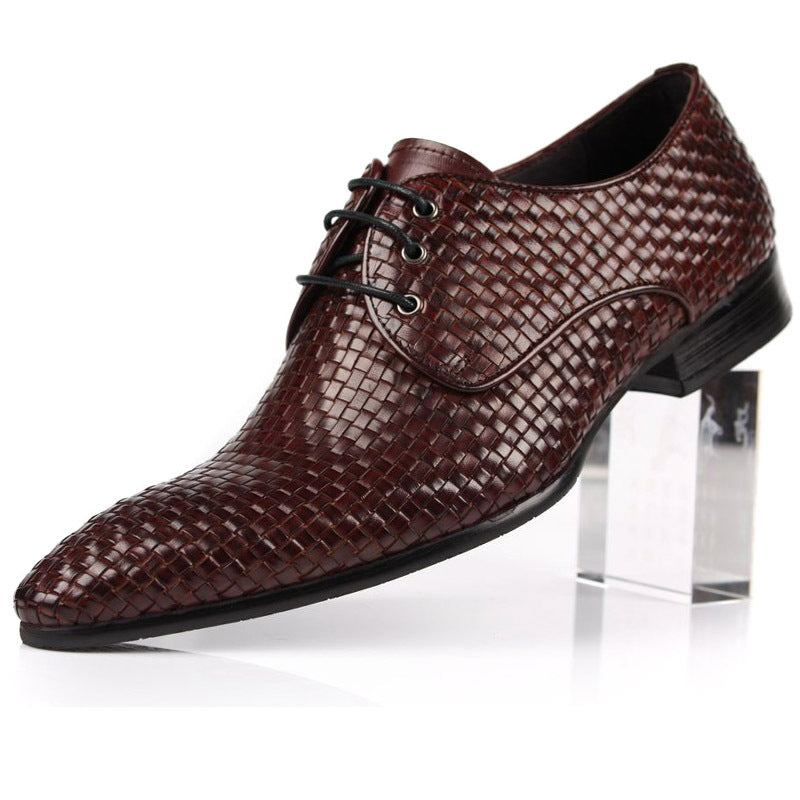Men's Woven Breathable Business Formal Wear Pointed British Men's Shoes