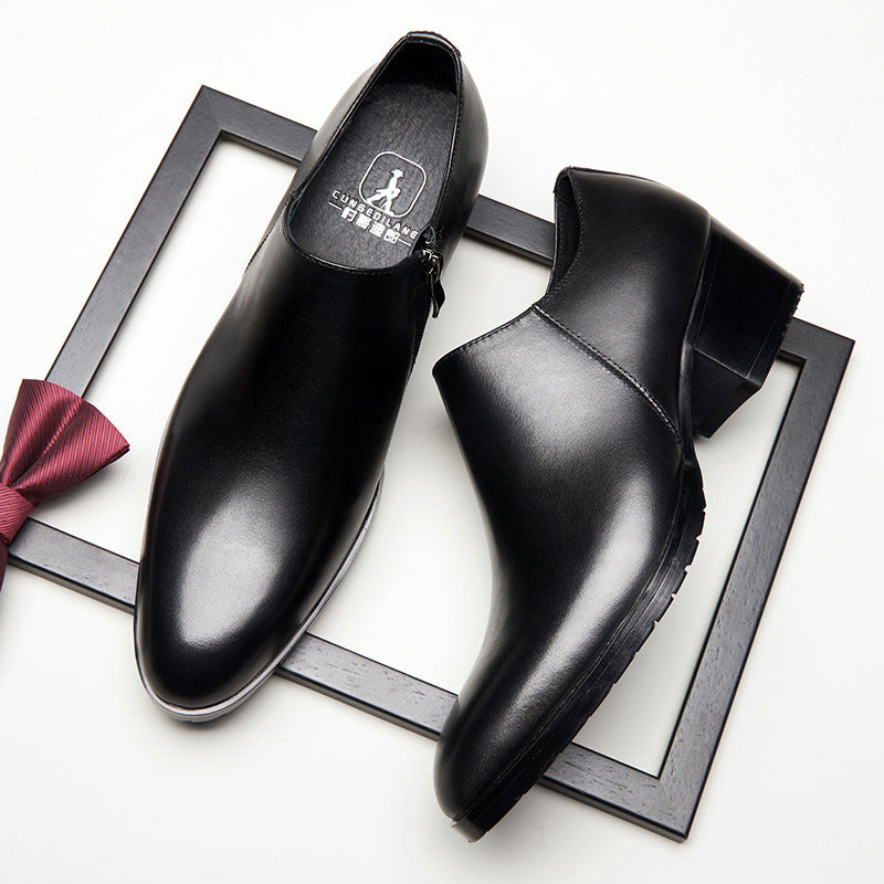 Men's Genuine Formal Top Layer Cowhide Elevator Leather Shoes