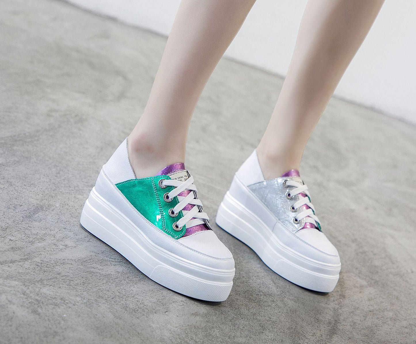 Women's Height Increasing Korean Style Genuine Small Casual Shoes