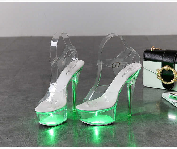 Sexy Super High Luminous Stiletto Waterproof Sandals
