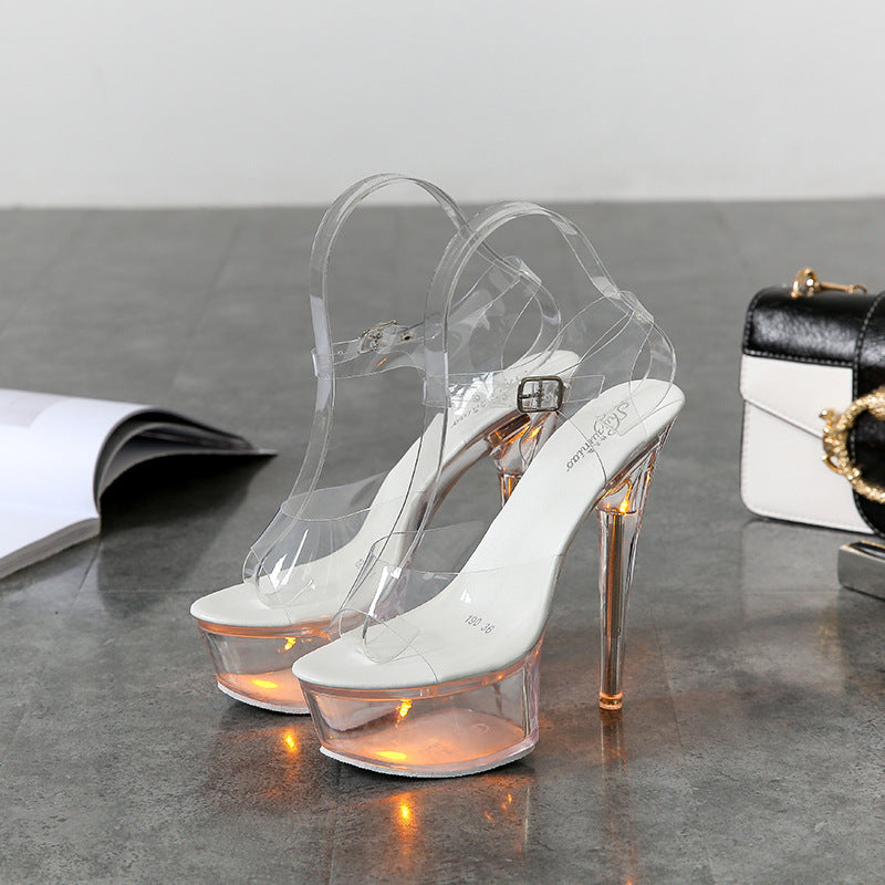 Sexy Super High Luminous Stiletto Waterproof Sandals