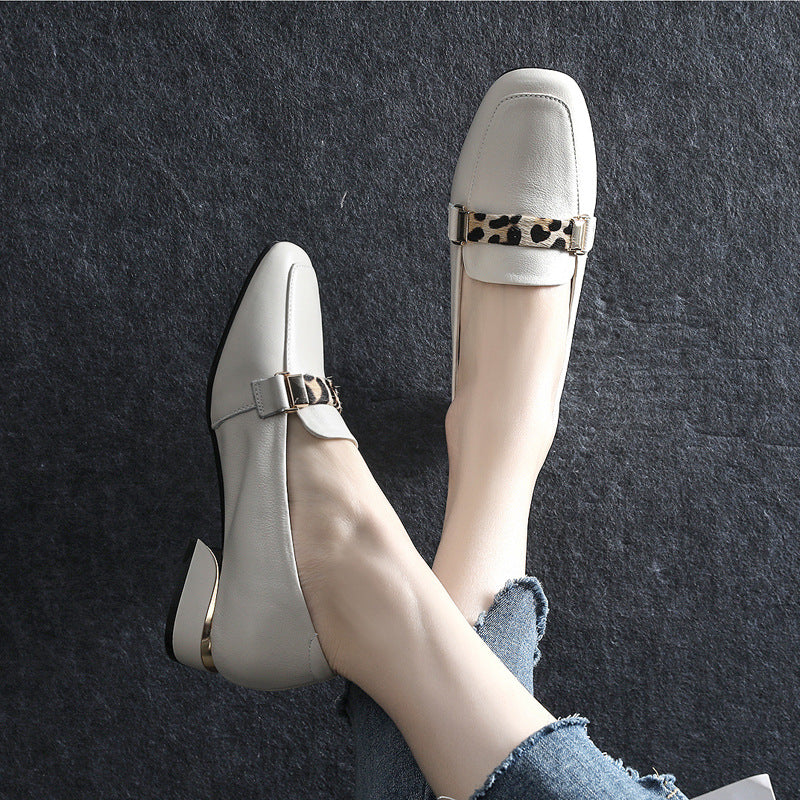 Women's Size Pumps First Layer Cowhide Soft Heels