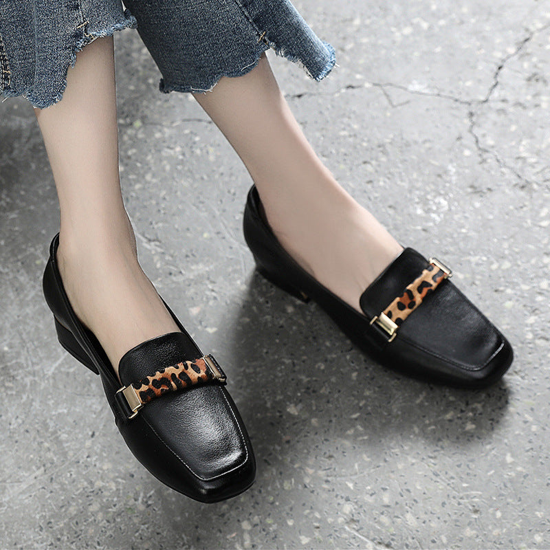 Women's Size Pumps First Layer Cowhide Soft Heels