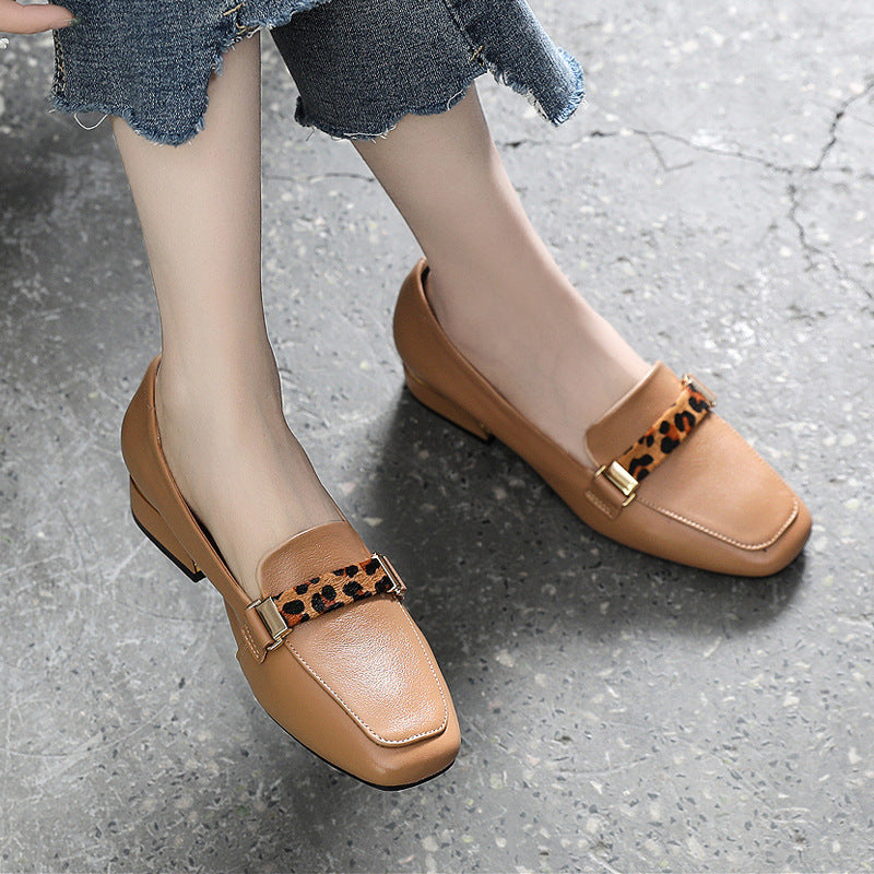 Women's Size Pumps First Layer Cowhide Soft Heels