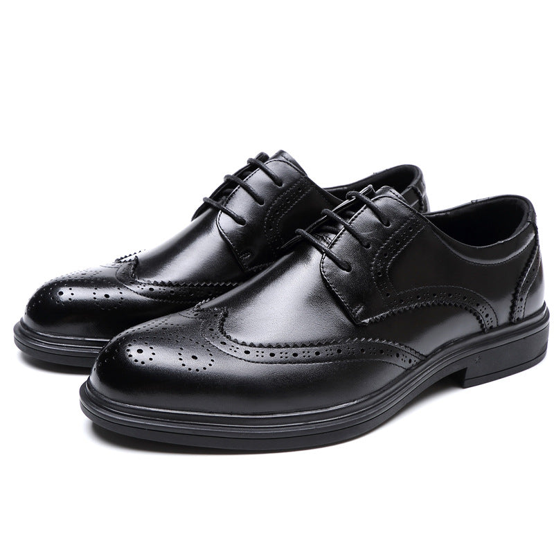 Men's Brogue Business British Formal Korean Breathable Leather Shoes