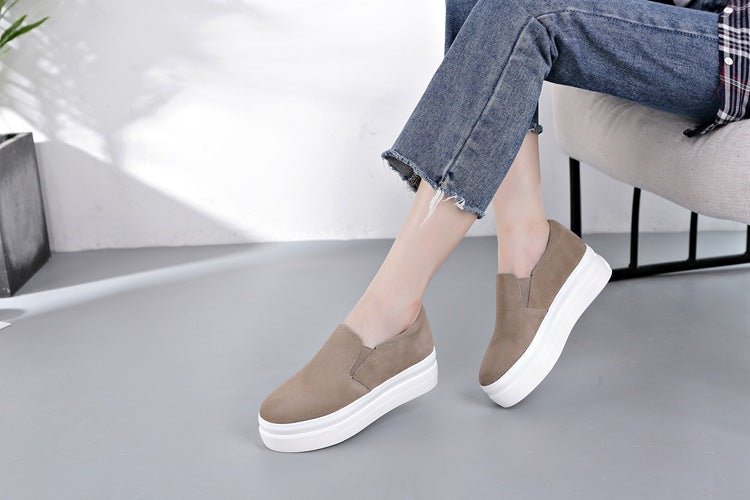 Women's Thick-soled Platform Genuine Spring Height Increasing Casual Shoes