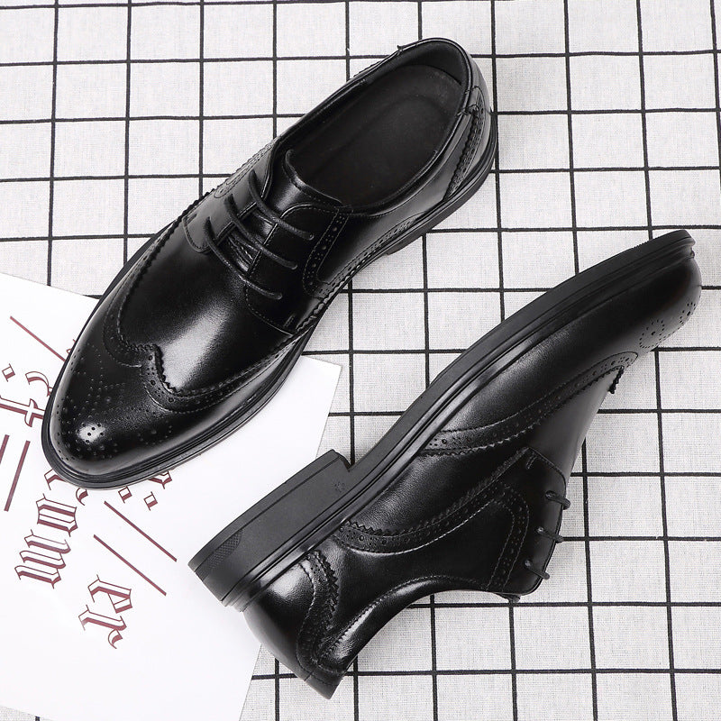 Men's Brogue Business British Formal Korean Breathable Leather Shoes