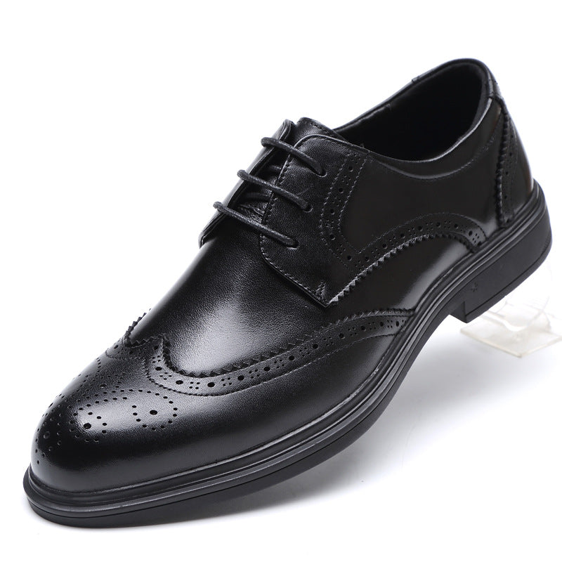 Men's Brogue Business British Formal Korean Breathable Leather Shoes