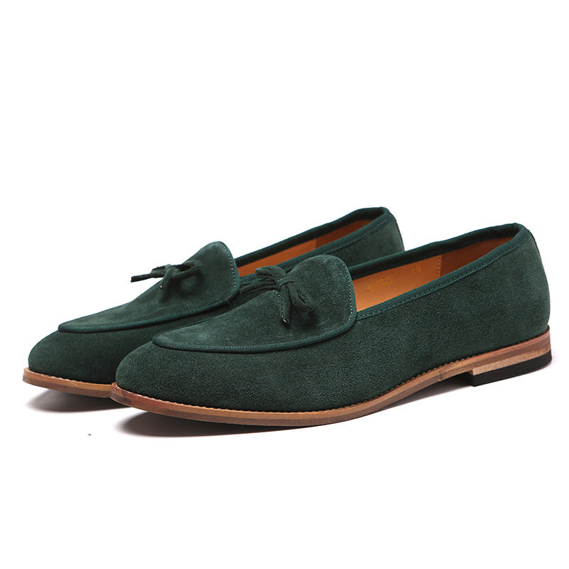 Men's Frosted Cowhide Fashion Bowknot Slip-on Casual Shoes