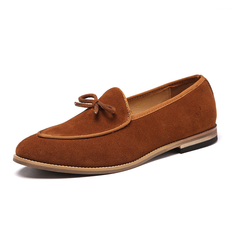 Men's Frosted Cowhide Fashion Bowknot Slip-on Casual Shoes