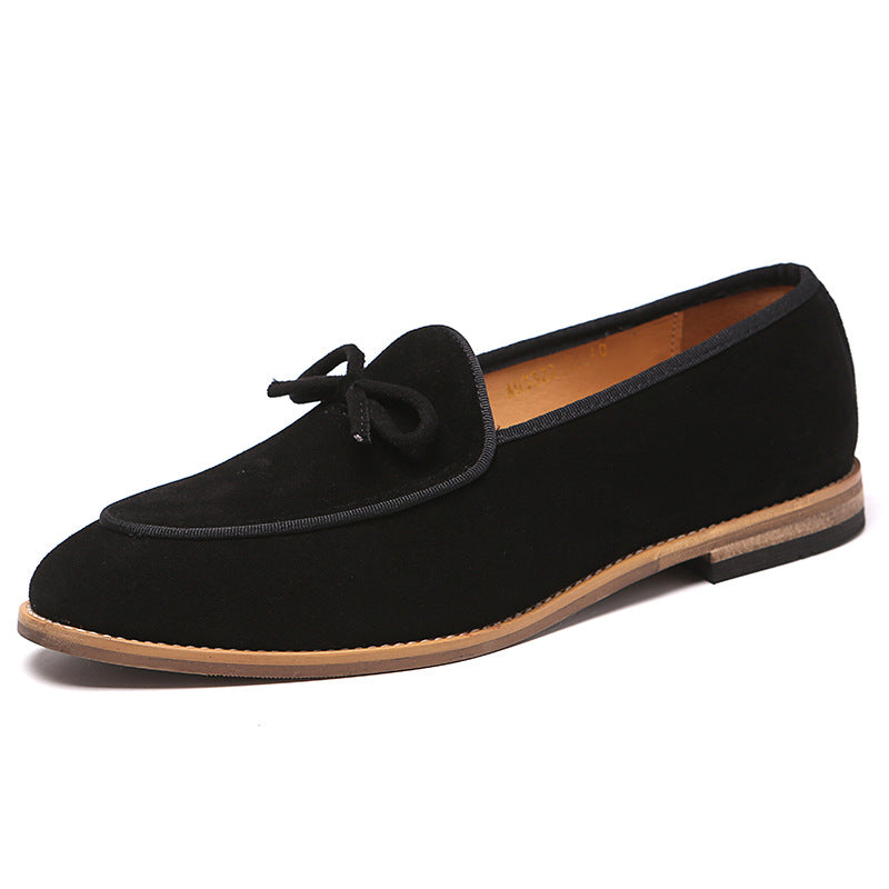 Men's Frosted Cowhide Fashion Bowknot Slip-on Casual Shoes