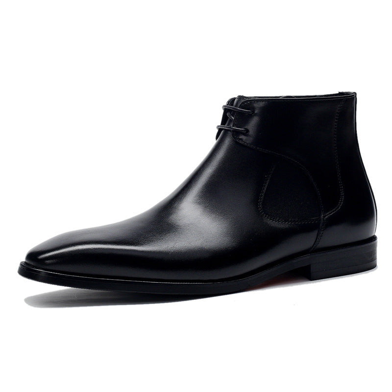 Men's Martin Carved Cowhide Pointed Toe Chelsea Boots
