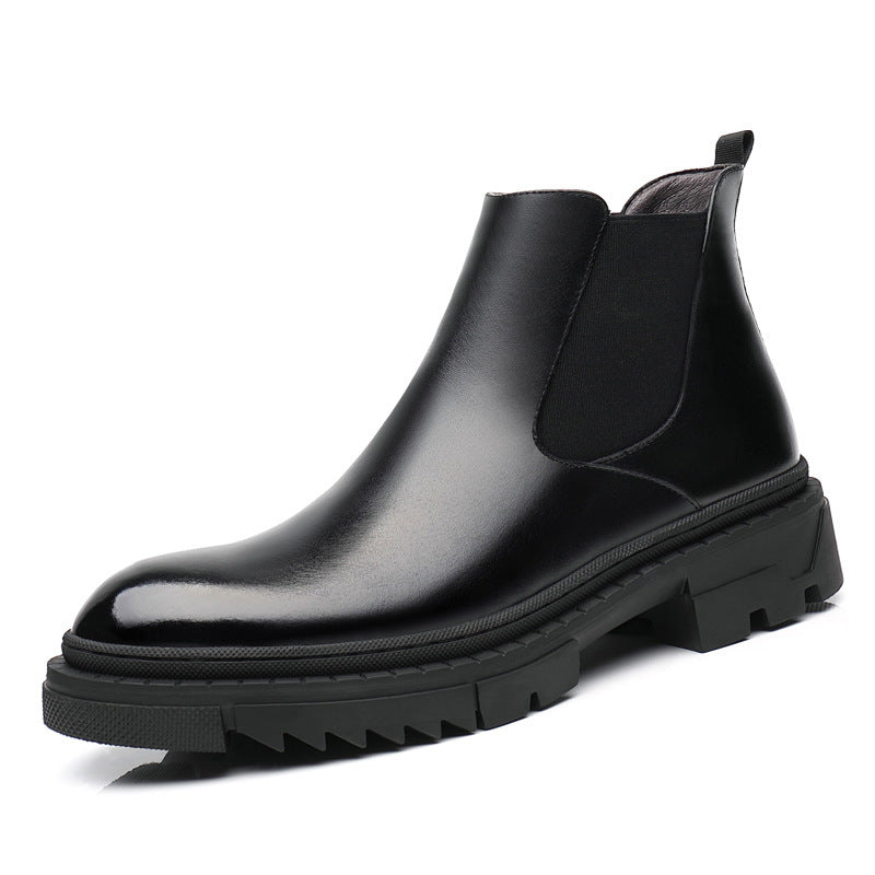 Men's British Slip-on Short Thick Bottom Korean Boots