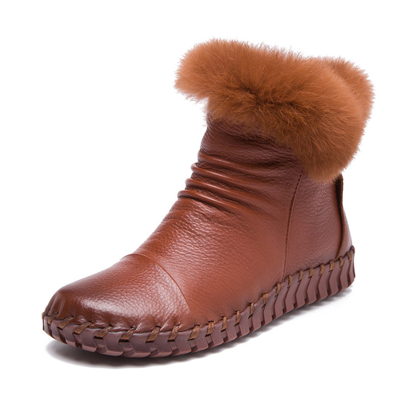 Women's Winter Fashion Round Toe With Fur Boots