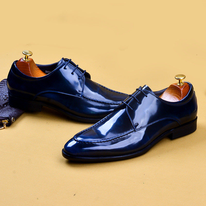 Men's Business Formal British Patent Brushed Breathable Leather Shoes