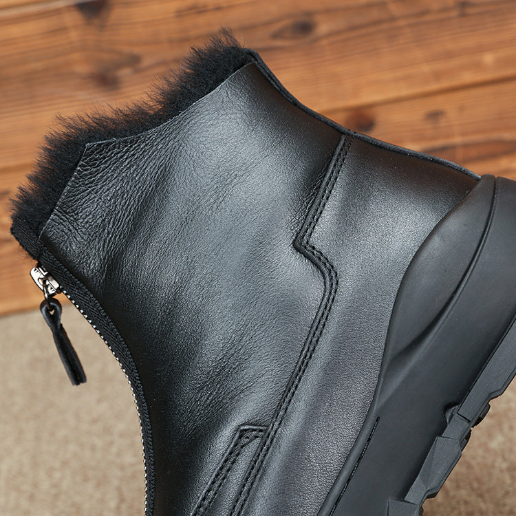 Men's Fur Sheepskin Warm Wool Tide Front Snow Boots