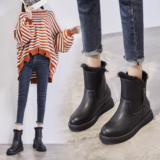 Women's For Thick Bottom Side Zipper Female Boots