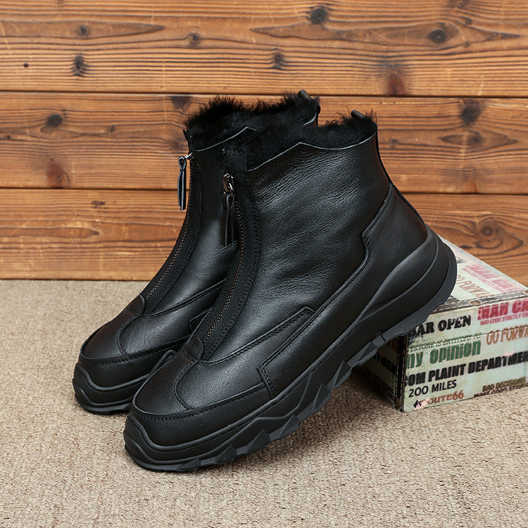 Men's Fur Sheepskin Warm Wool Tide Front Snow Boots