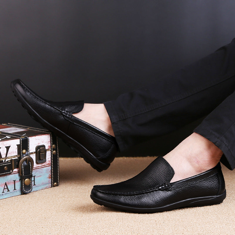 Men's Cowhide Soft Bottom British Breathable Slip-on Casual Shoes