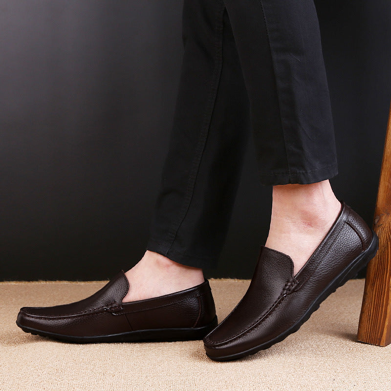 Men's Cowhide Soft Bottom British Breathable Slip-on Casual Shoes