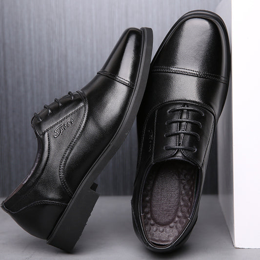Men's Formal Cowhide British Korean Black Pointed Sneakers