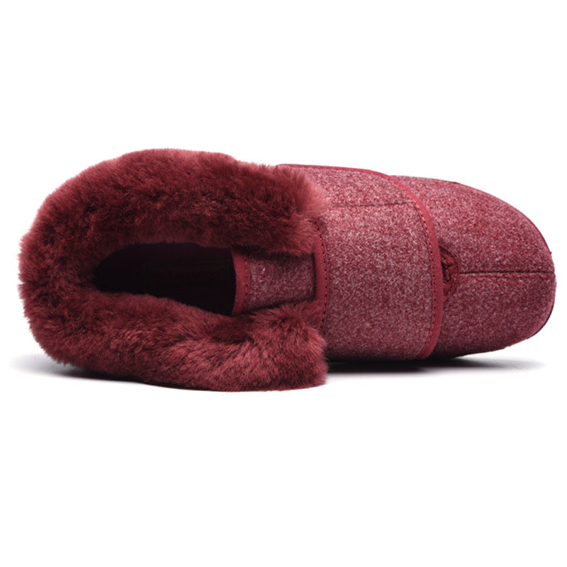 Women's Fur Collar Mouth Warm Puffy Feet Casual Shoes