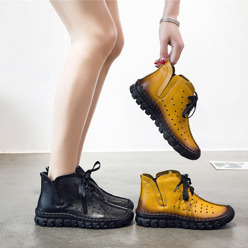 Women's Autumn Flat Hole Breathable Ankle Boots