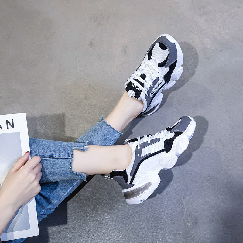 Women's & Men's Dad Spring Korean Sports White Platform Sneakers