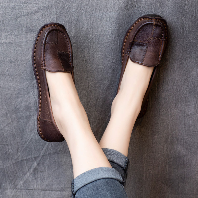 Women's Spring Ethnic Style Vintage Cowhide Shallow Women's Casual Shoes