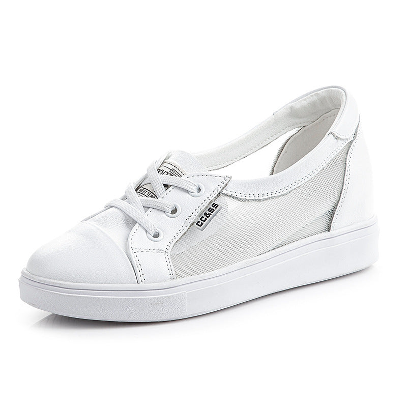Women's Low-cut White Wild Inner Height Increasing Board Mesh Breathable Women's Casual Shoes