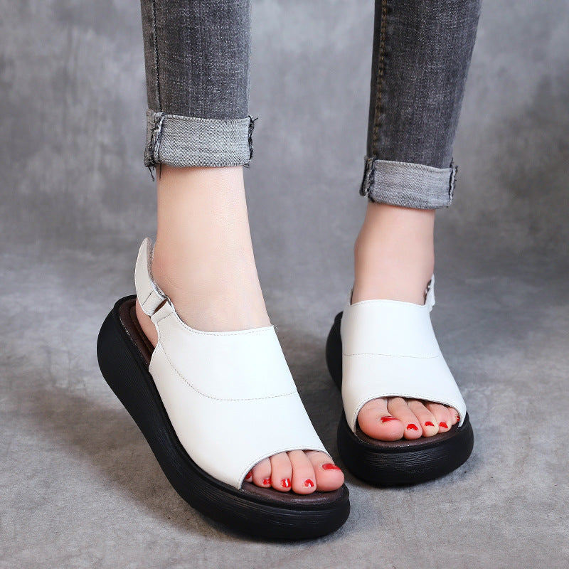 Women's Retro Ethnic Style Genuine Platform Summer Sandals