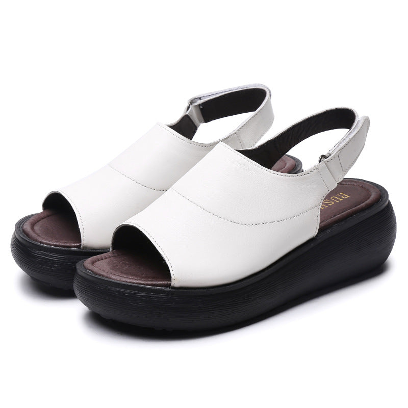 Women's Retro Ethnic Style Genuine Platform Summer Sandals