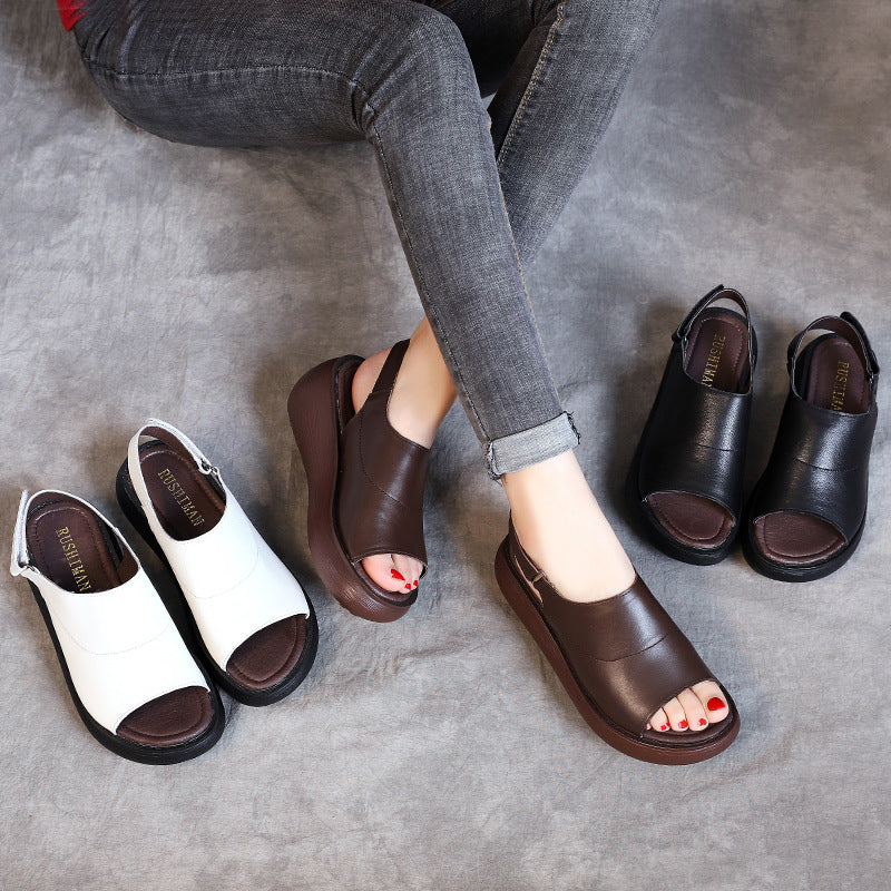 Women's Retro Ethnic Style Genuine Platform Summer Sandals