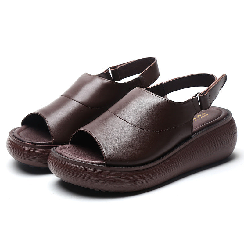 Women's Retro Ethnic Style Genuine Platform Summer Sandals