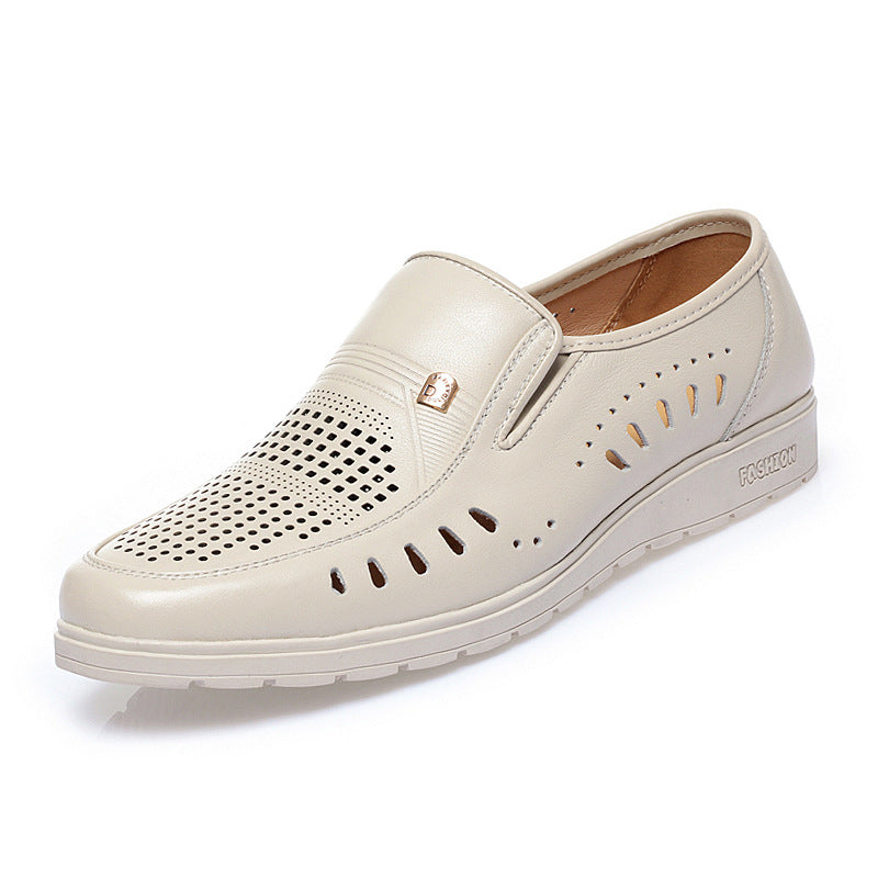Men's Genuine Flat Hole Breathable Business Dad Sandals