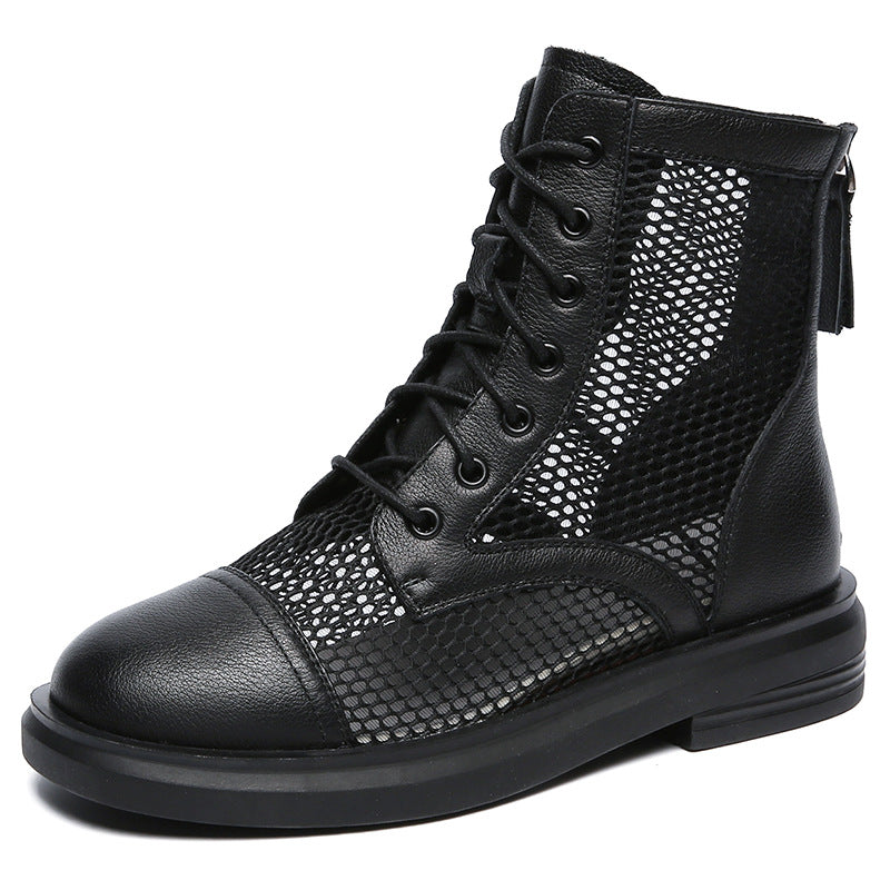 Women's Genuine Mesh Short Single Martin Skinny Boots