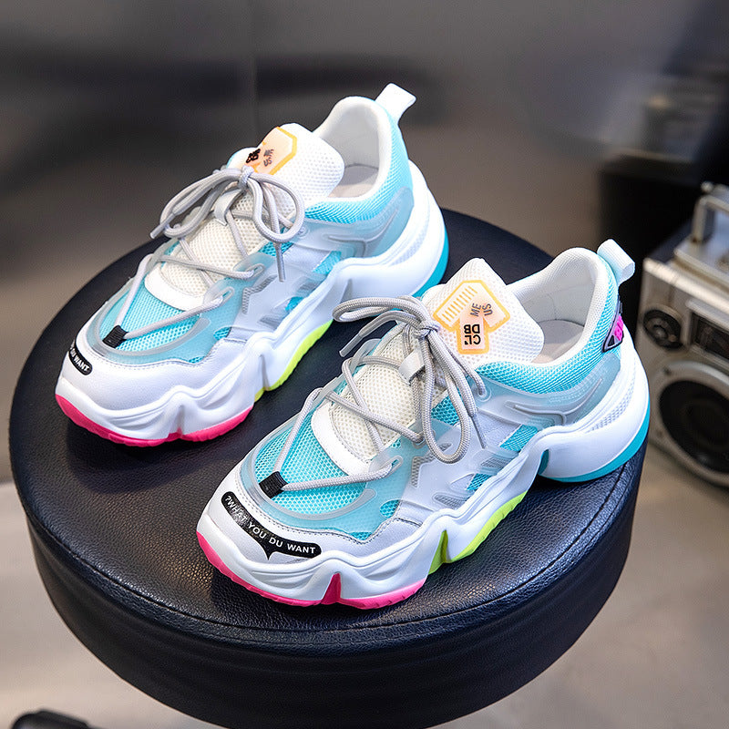 Women's Genuine Korean Style Versatile Platform Heightened Daddy Sneakers