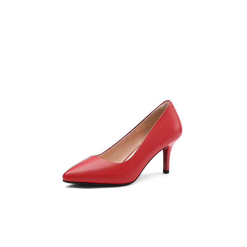 Women's Genuine Professional Red High Pointed Toe Fine With Women's Shoes