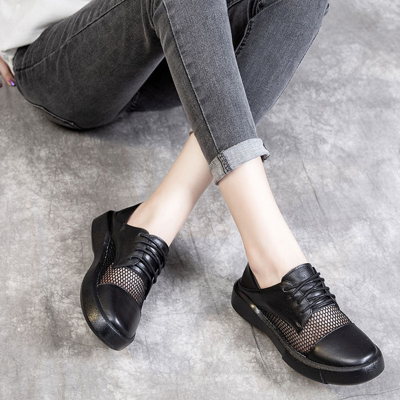 Women's Cowhide Hollow Summer Rivet Fish Mouth Sandals