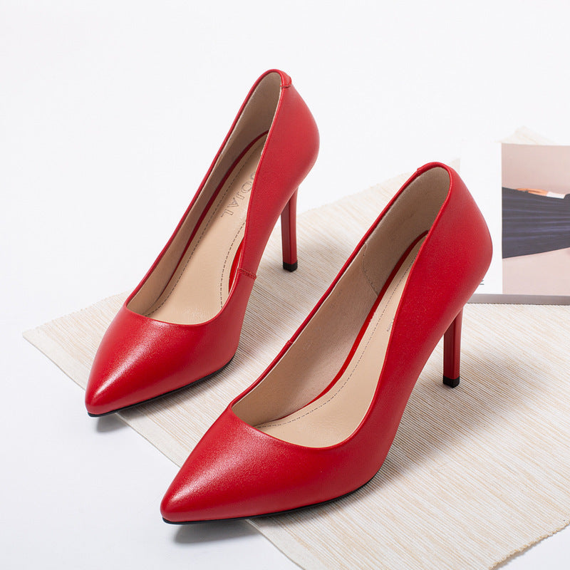 Women's Genuine Professional Red High Pointed Toe Fine With Women's Shoes