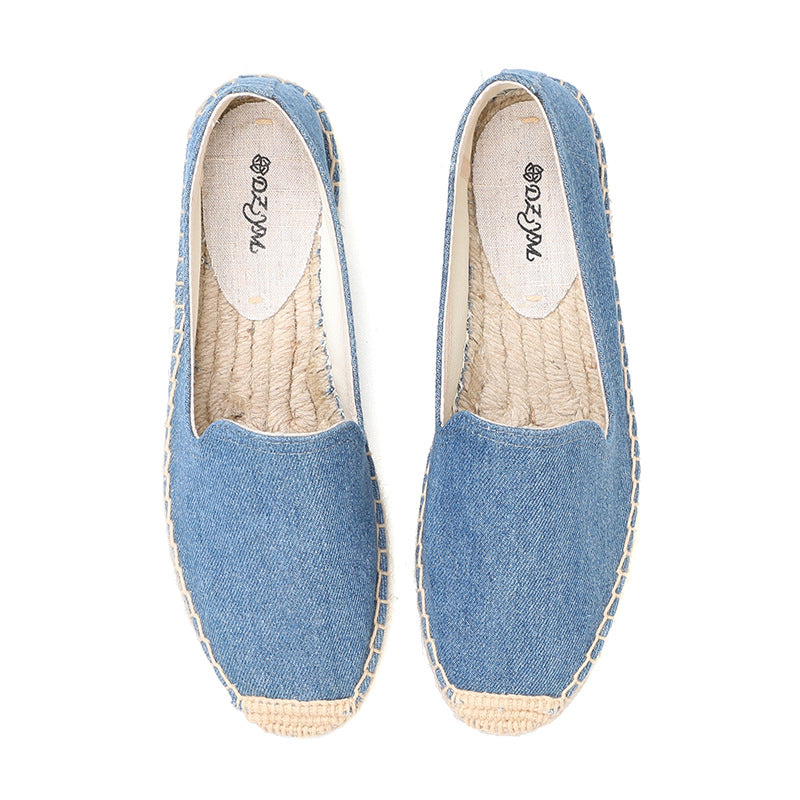 Women's Color Retro Linen Fisherman Breathable One Loafers
