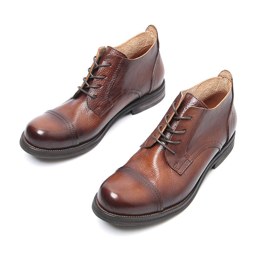 Men's Retro Rub Colored Distressed Genuine Fashion Leather Shoes