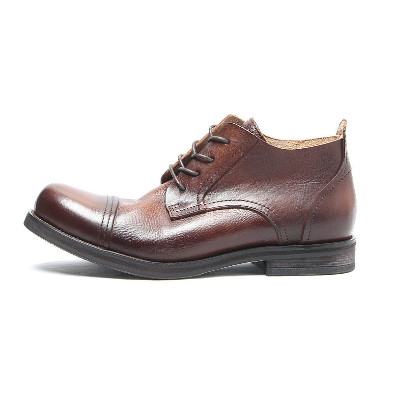 Men's Retro Rub Colored Distressed Genuine Fashion Leather Shoes