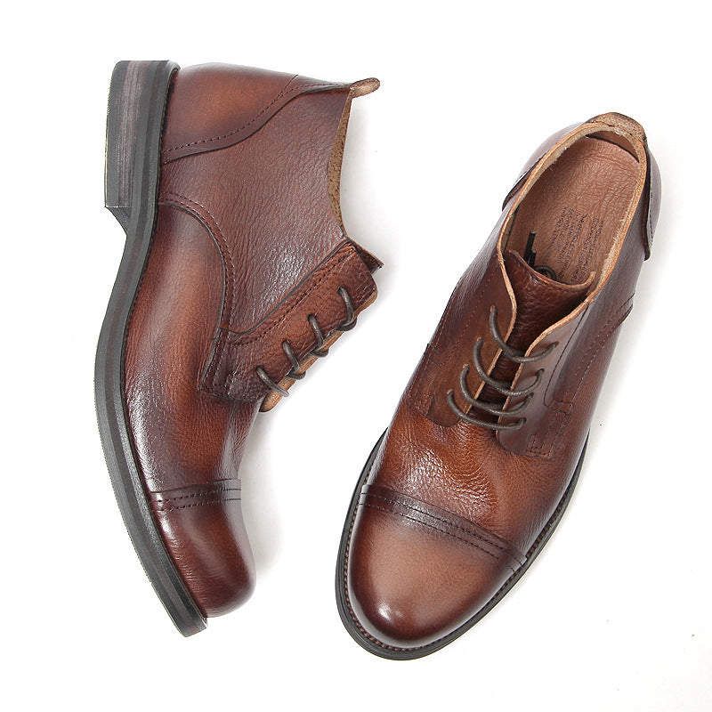 Men's Retro Rub Colored Distressed Genuine Fashion Leather Shoes
