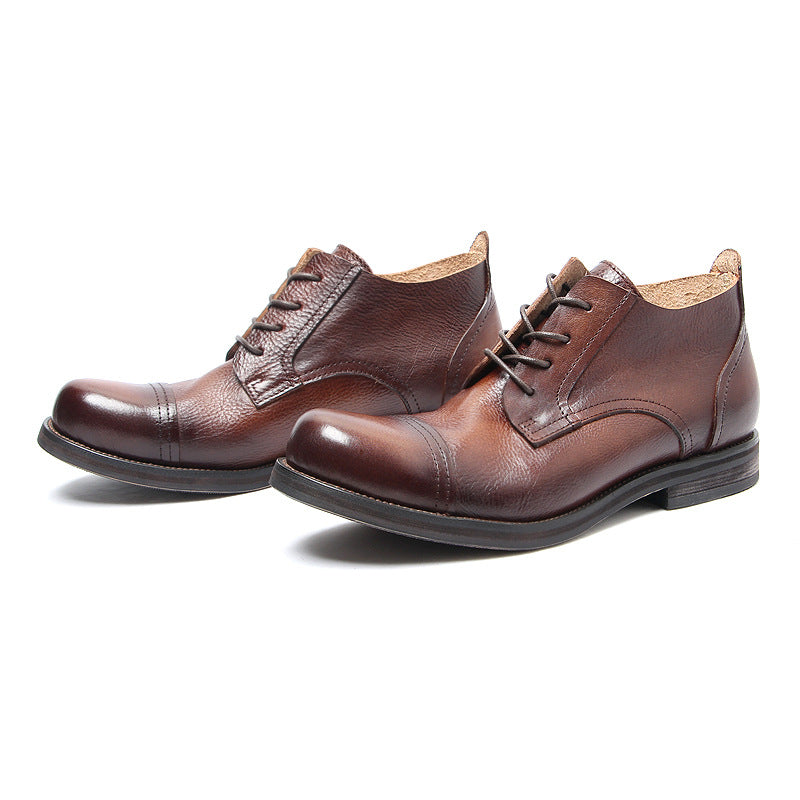 Men's Retro Rub Colored Distressed Genuine Fashion Leather Shoes