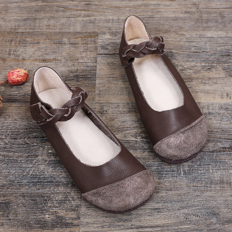 Women's Genuine Pumps Mori Artistic Flat Color Casual Shoes