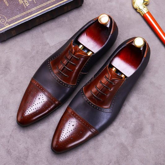 Men's Male Bridegroom Business Formal Wear Genuine England Style Pointed Leather Shoes
